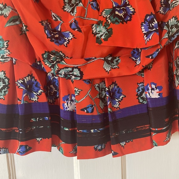 Derek Lam 10 Crosby; one-shoulder 100% silk orange floral dress NWT; size 6 - Picture 5 of 10